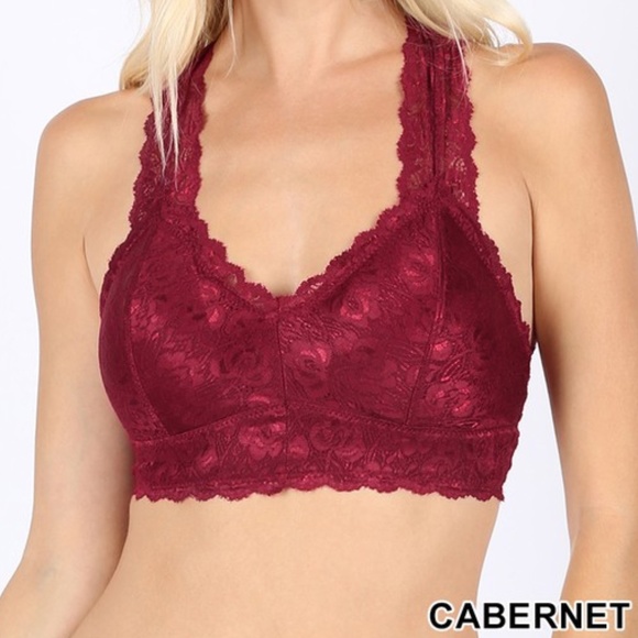 Plus Cabernet Bralette Hourglass Back Lace w.Pads - Picture 6 of 8